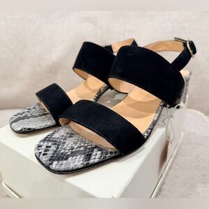 Vero Cuoio Black and Snake Print Sandals